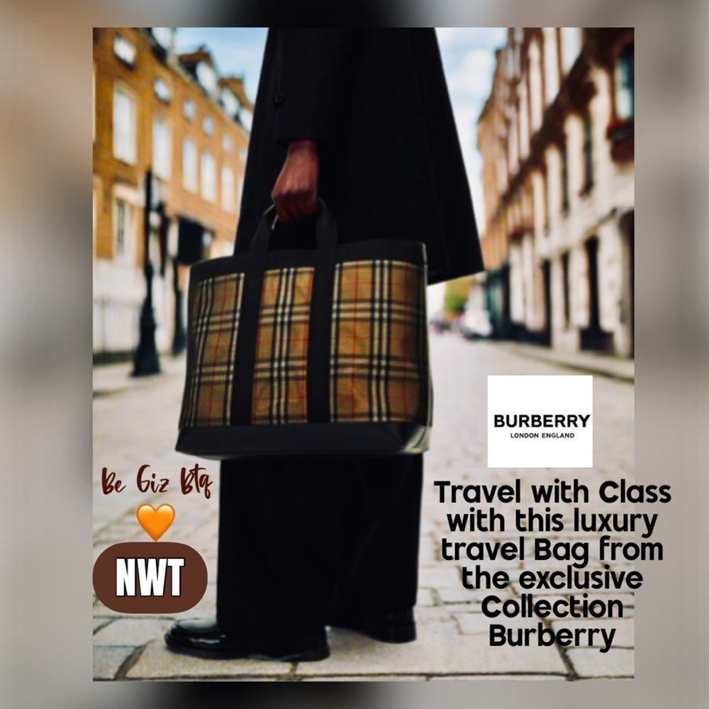 NWT Authentic Burberry Ormond Check Tote Archive Beige Travel Bag